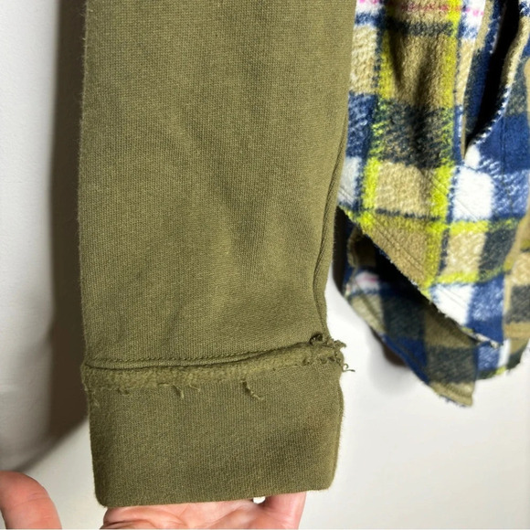 Anthropologie Pilcro Green Blue Plaid Contrast Button Down Shirt Jacket Size S - Picture 7 of 15